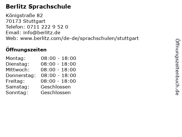 Berlitz Sprachschule in Stuttgart: Adresse und Öffnungszeiten