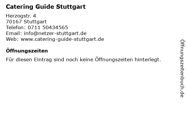 Catering Guide Stuttgart in Stuttgart: Adresse und Öffnungszeiten