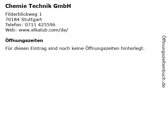 Chemie Technik GmbH in Stuttgart: Adresse und Öffnungszeiten