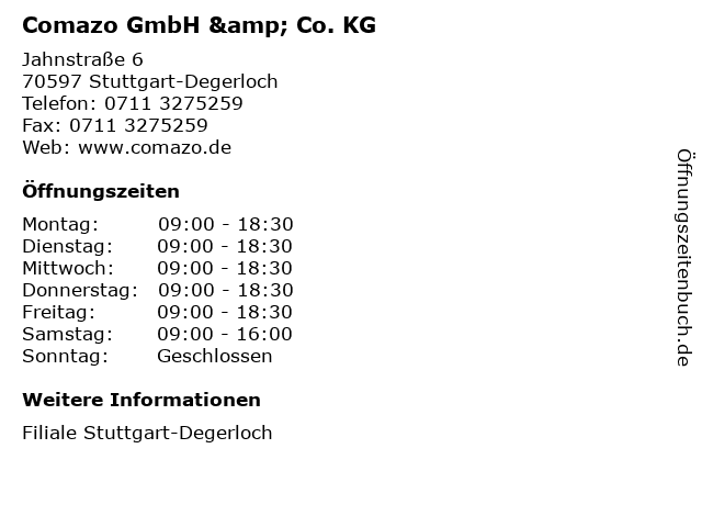 Comazo GmbH & Co. KG in Stuttgart-Degerloch: Adresse und Öffnungszeiten