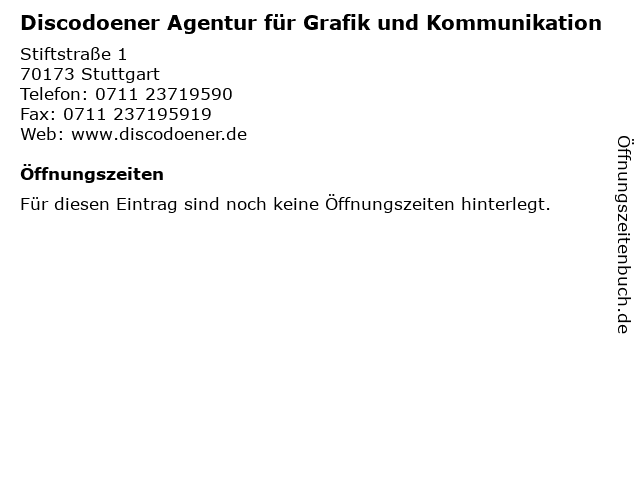 Discodoener Agentur für Grafik und Kommunikation in Stuttgart: Adresse und Öffnungszeiten