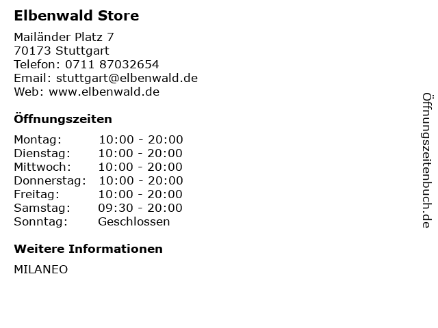 Elbenwald Store in Stuttgart: Adresse und Öffnungszeiten
