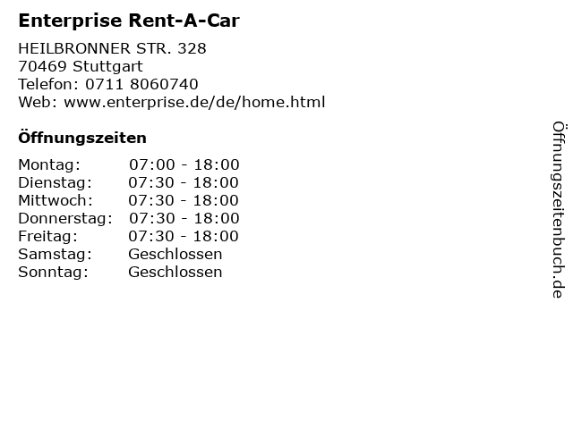 Enterprise Rent-A-Car in Stuttgart: Adresse und Öffnungszeiten