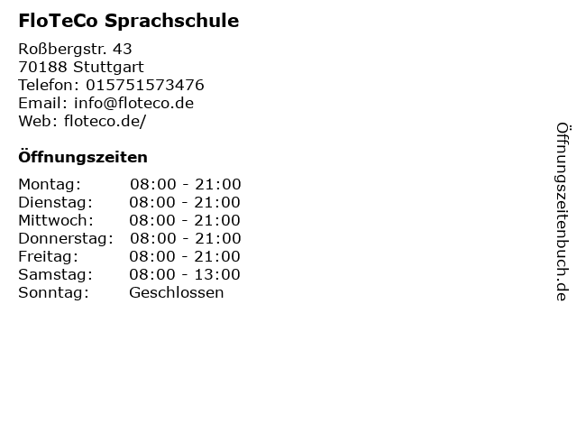 FloTeCo Sprachschule in Stuttgart: Adresse und Öffnungszeiten