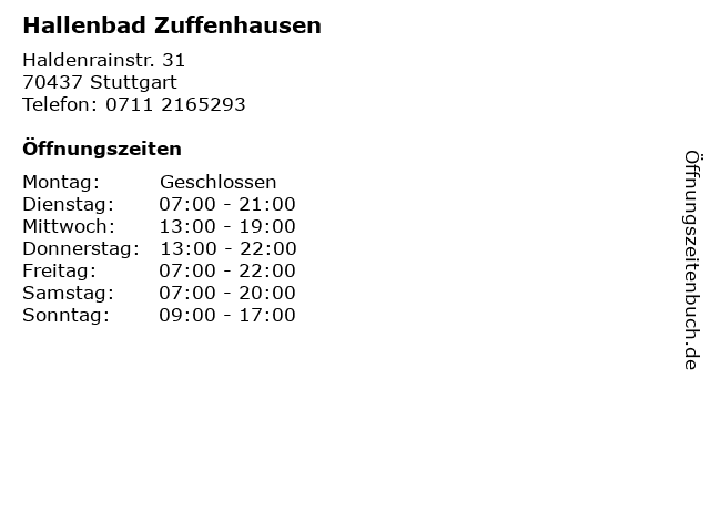 Hallenbad Zuffenhausen in Stuttgart: Adresse und Öffnungszeiten