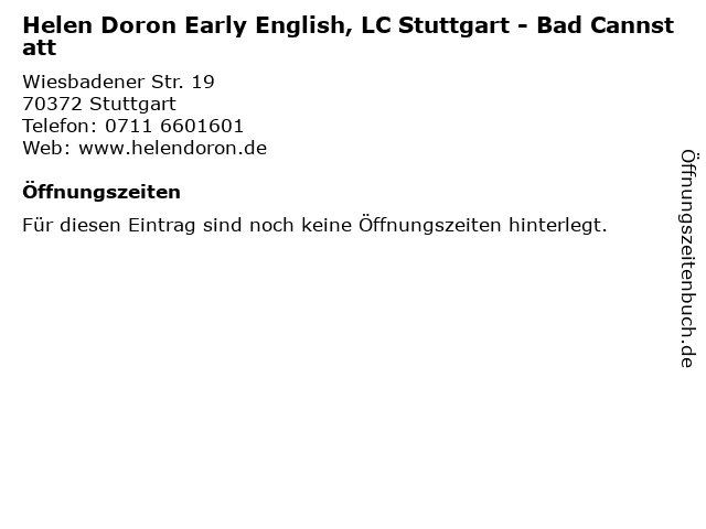 Helen Doron Early English, LC Stuttgart - Bad Cannstatt in Stuttgart: Adresse und Öffnungszeiten