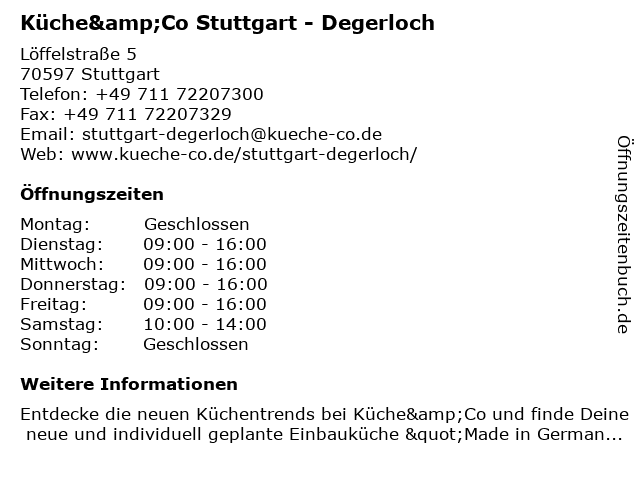 Küche&Co Stuttgart - Degerloch in Stuttgart: Adresse und Öffnungszeiten