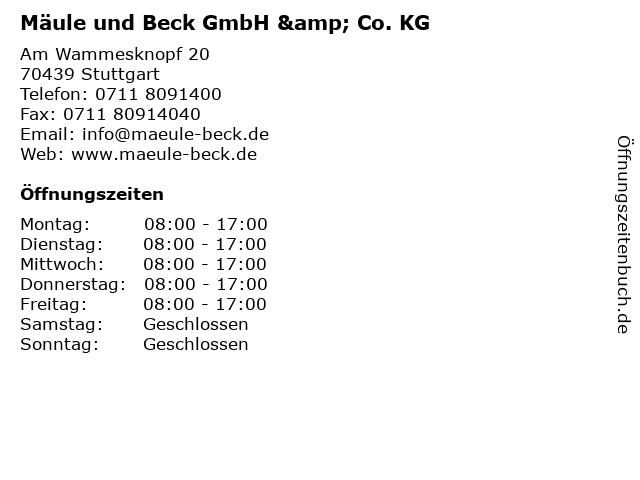 Mäule und Beck GmbH & Co. KG in Stuttgart: Adresse und Öffnungszeiten