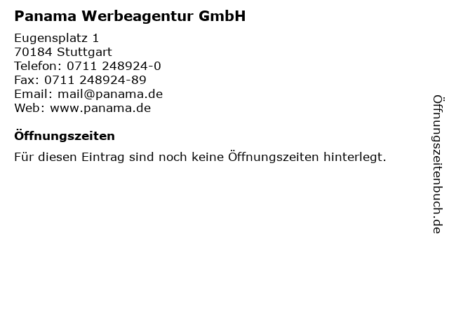 Panama Werbeagentur GmbH in Stuttgart: Adresse und Öffnungszeiten