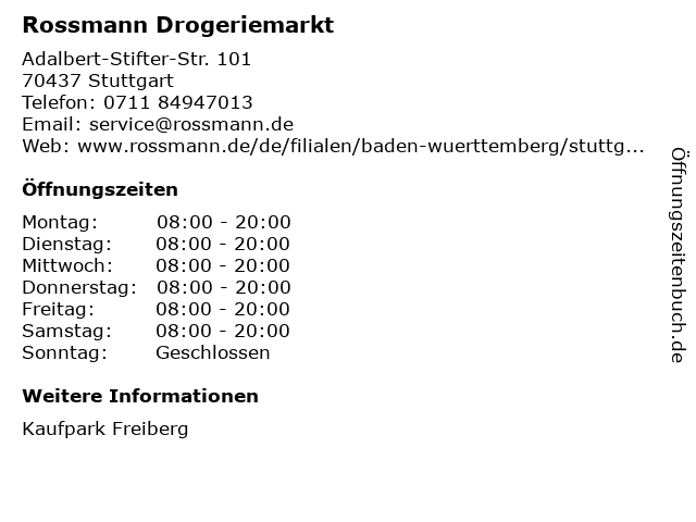 Rossmann in Stuttgart: Adresse und Öffnungszeiten