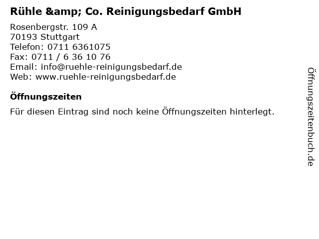 Rühle & Co. Reinigungsbedarf GmbH in Stuttgart: Adresse und Öffnungszeiten