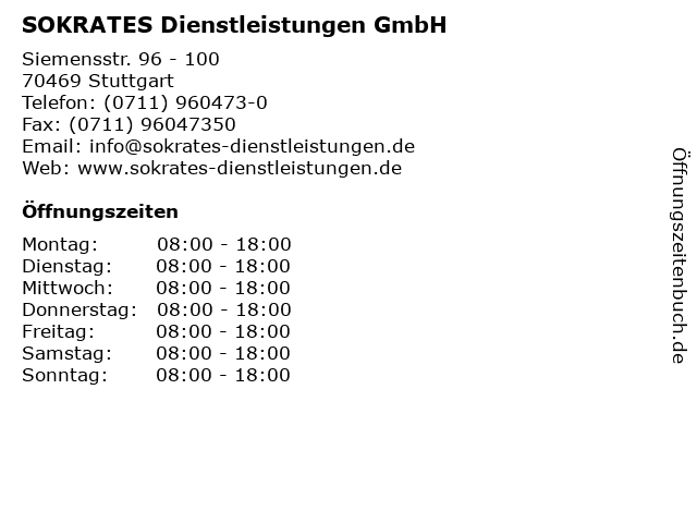 SOKRATES Dienstleistungen GmbH in Stuttgart: Adresse und Öffnungszeiten