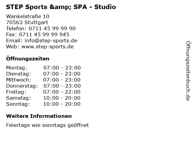 STEP Sports & SPA - Studio in Stuttgart: Adresse und Öffnungszeiten