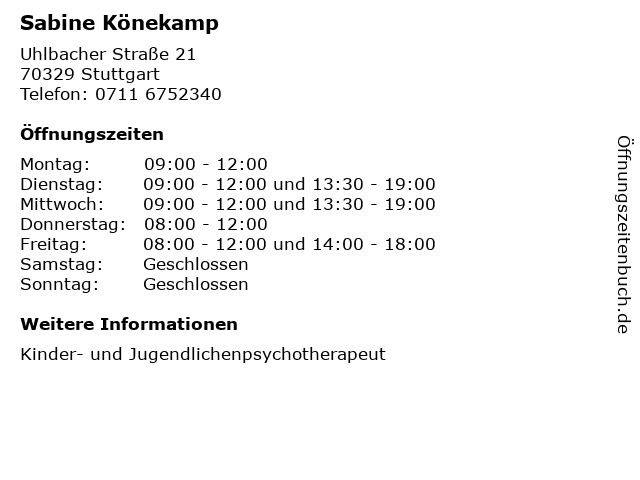 Sabine Könekamp in Stuttgart: Adresse und Öffnungszeiten