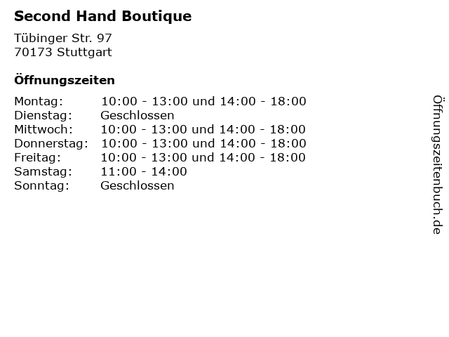Second Hand Boutique in Stuttgart: Adresse und Öffnungszeiten