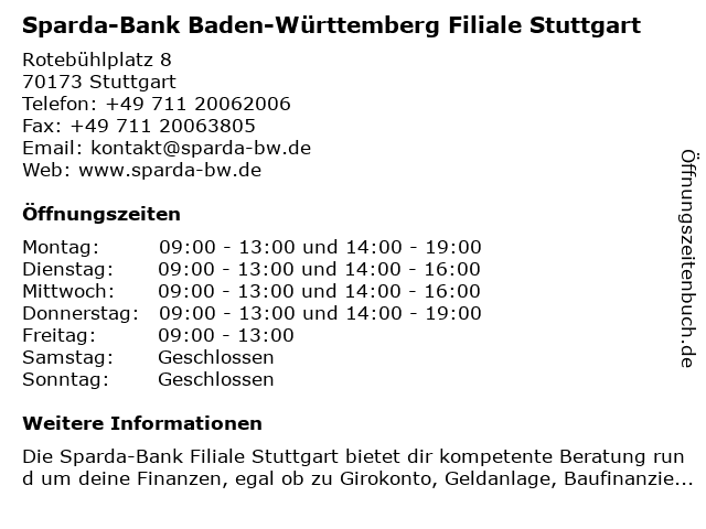 ᐅ Öffnungszeiten „Sparda-Bank Baden-Württemberg Filiale ...