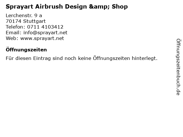 Sprayart Airbrush Design & Shop in Stuttgart: Adresse und Öffnungszeiten