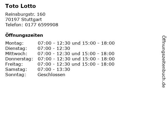 Toto Lotto in Stuttgart: Adresse und Öffnungszeiten