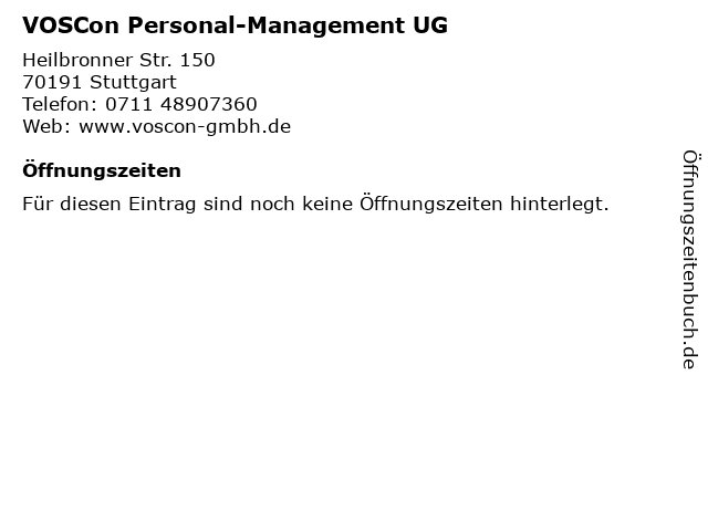 VOSCon Personal-Management UG in Stuttgart: Adresse und Öffnungszeiten