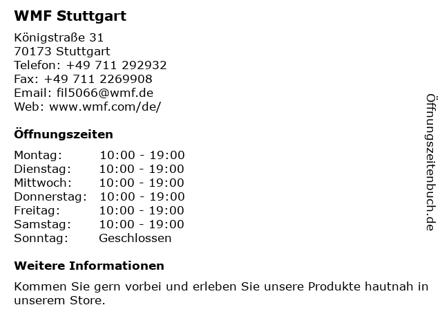 WMF Stuttgart in Stuttgart: Adresse und Öffnungszeiten