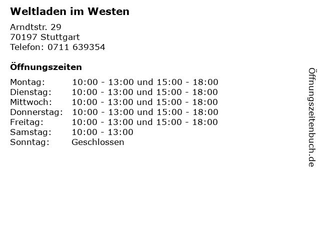 Weltladen im Westen in Stuttgart: Adresse und Öffnungszeiten