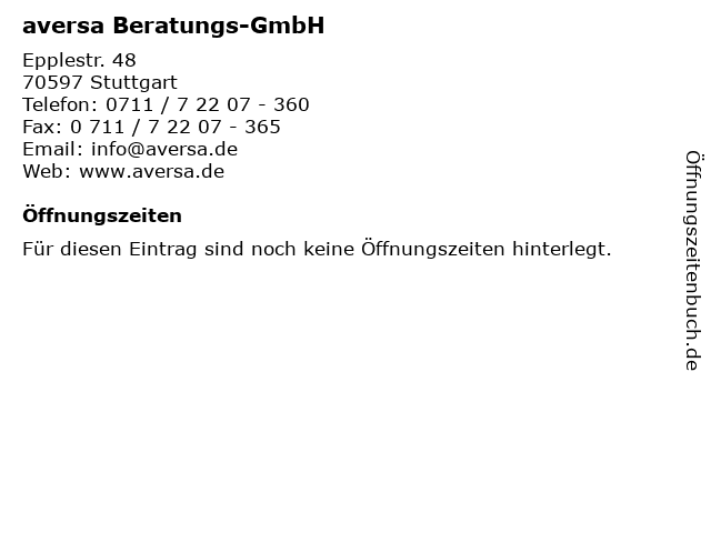 aversa Beratungs-GmbH in Stuttgart: Adresse und Öffnungszeiten