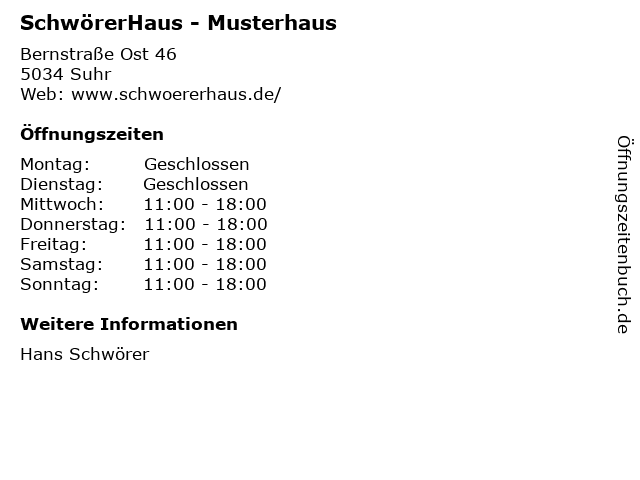 SchwörerHaus - Musterhaus in Suhr: Adresse und Öffnungszeiten