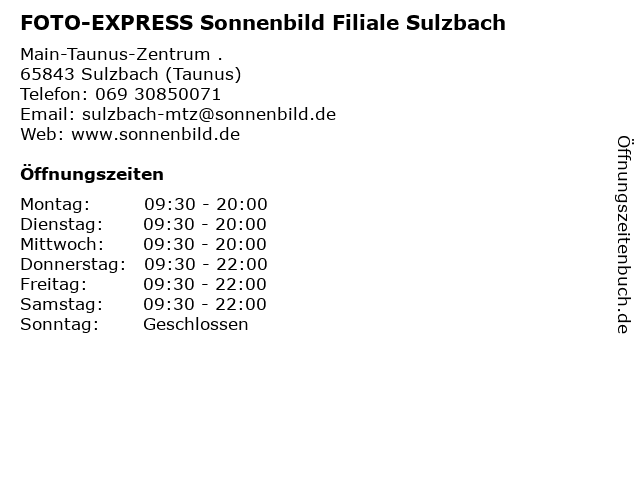 FOTO-EXPRESS Sonnenbild Filiale Sulzbach in Sulzbach (Taunus): Adresse und Öffnungszeiten
