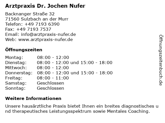 Dr. Nufer Sulzbach Dr. Nufer Sulzbach