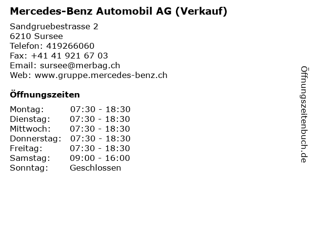 Mercedes-Benz Automobil AG (Verkauf) in Sursee: Adresse und Öffnungszeiten