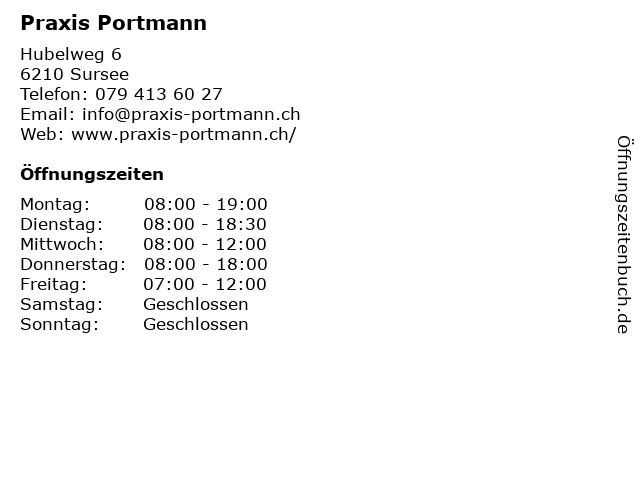 Praxis Portmann in Sursee: Adresse und Öffnungszeiten