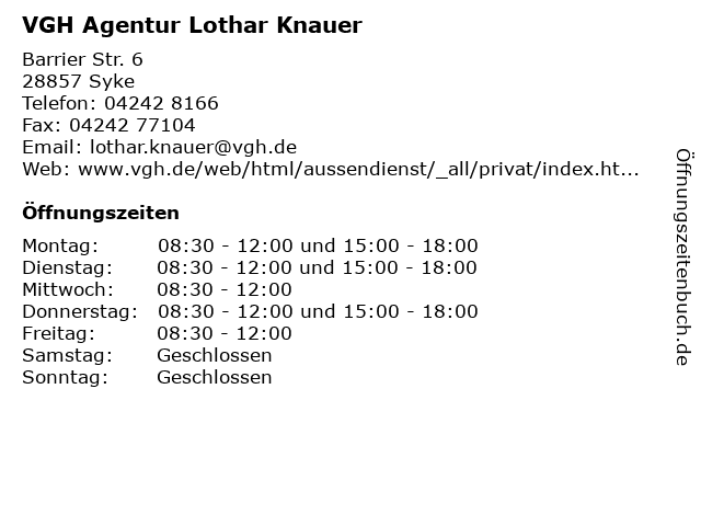 VGH Agentur Lothar Knauer in Syke: Adresse und Öffnungszeiten