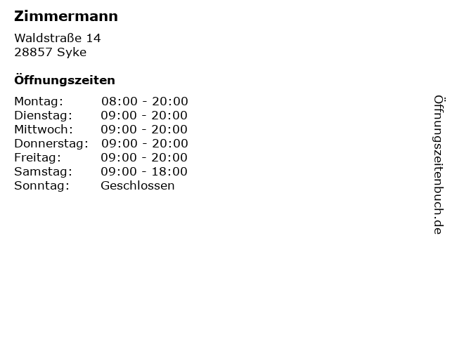 Zimmermann in Syke: Adresse und Öffnungszeiten