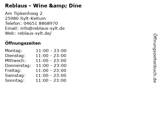 Reblaus - Wine & Dine in Sylt-Keitum: Adresse und Öffnungszeiten