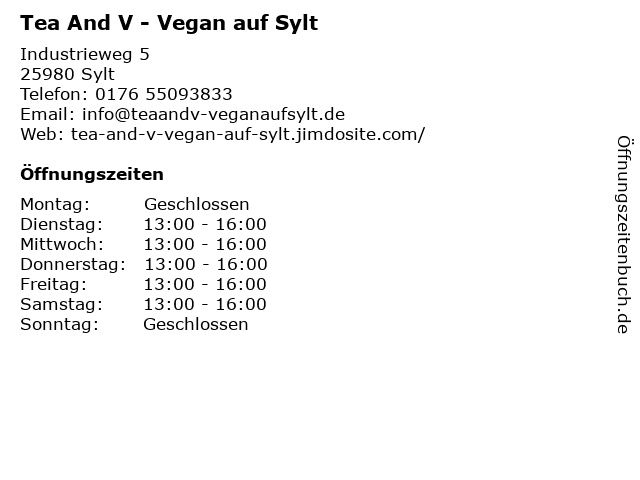 Tea And V - Vegan auf Sylt in Sylt: Adresse und Öffnungszeiten