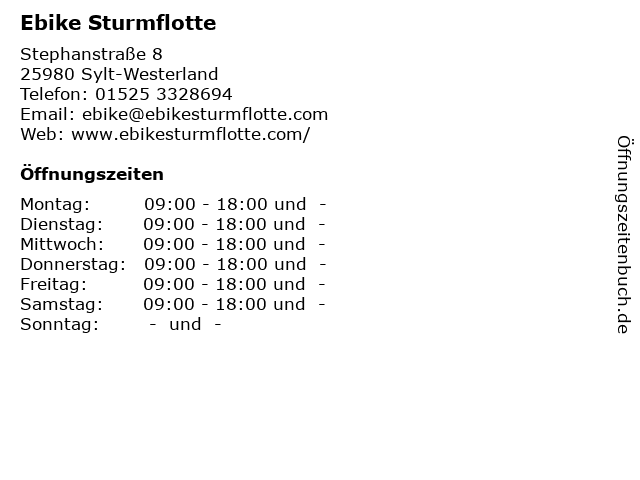 Ebike Sturmflotte in Sylt-Westerland: Adresse und Öffnungszeiten