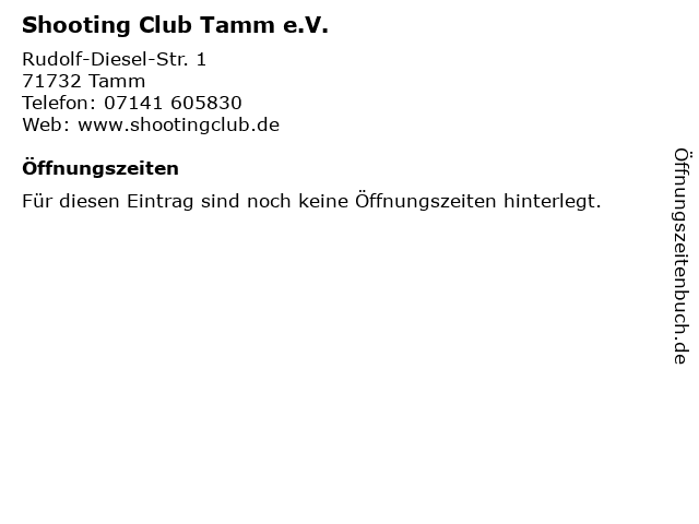Shooting Club Tamm e.V. in Tamm: Adresse und Öffnungszeiten