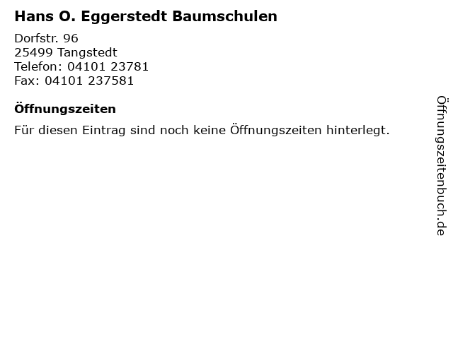 Hans O. Eggerstedt Baumschulen in Tangstedt: Adresse und Öffnungszeiten