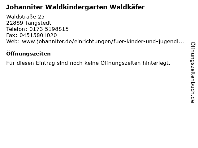 Johanniter Waldkindergarten Waldkäfer in Tangstedt: Adresse und Öffnungszeiten