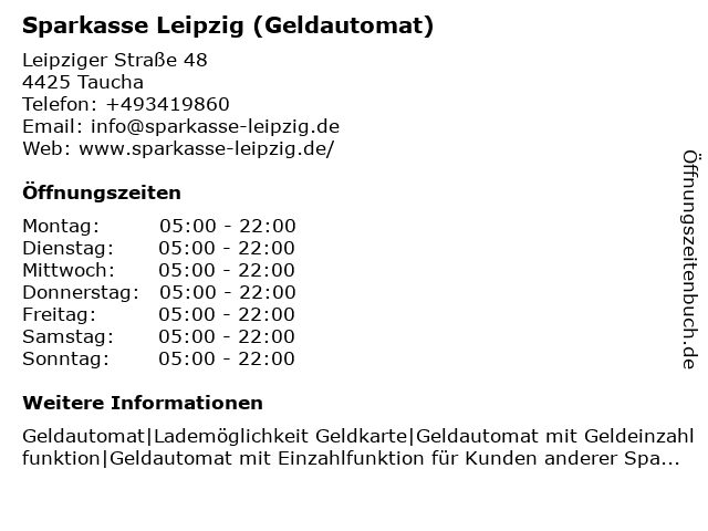 Sparkasse Leipzig (Geldautomat) in Taucha: Adresse und Öffnungszeiten