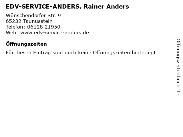 EDV-SERVICE-ANDERS, Rainer Anders in Taunusstein: Adresse und Öffnungszeiten