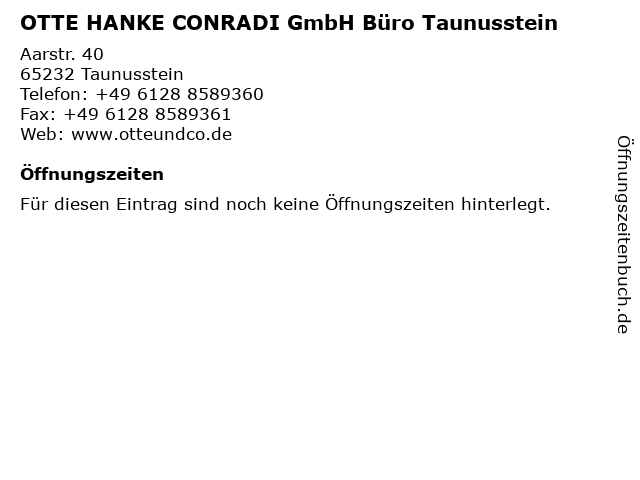 OTTE HANKE CONRADI GmbH Büro Taunusstein in Taunusstein: Adresse und Öffnungszeiten