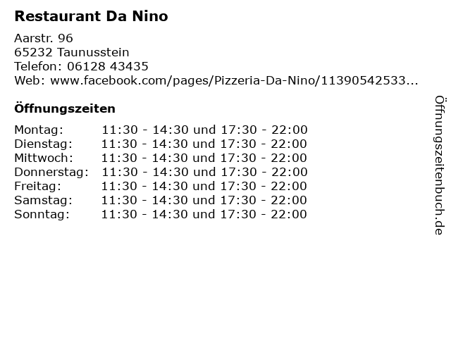 Restaurant Da Nino in Taunusstein: Adresse und Öffnungszeiten