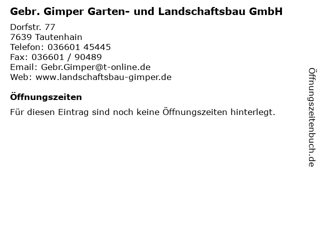 Gebr. Gimper Garten- und Landschaftsbau GmbH in Tautenhain: Adresse und Öffnungszeiten