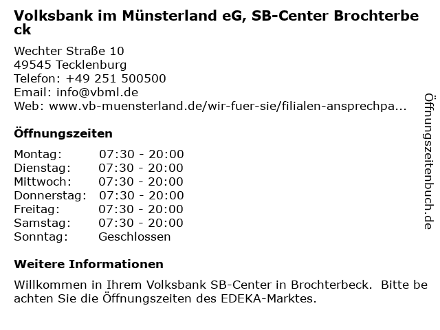 ᐅ Öffnungszeiten „VR-Bank Kreis Steinfurt eG, SB-Center ...