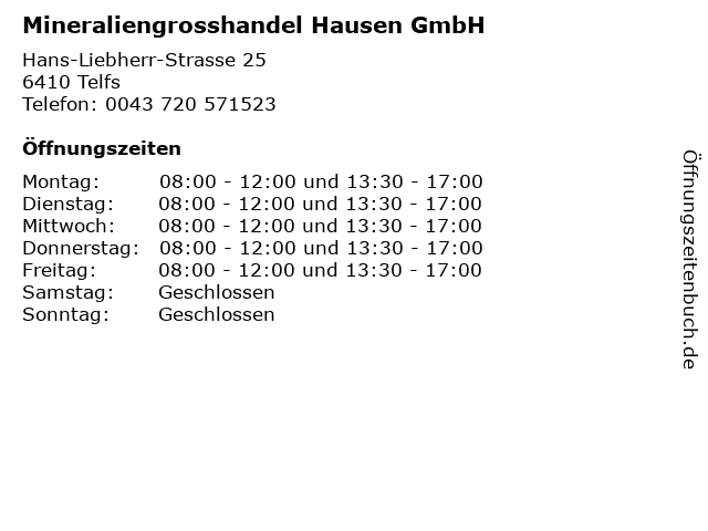 ᐅ Offnungszeiten Mineraliengrosshandel Hausen Gmbh Hans
