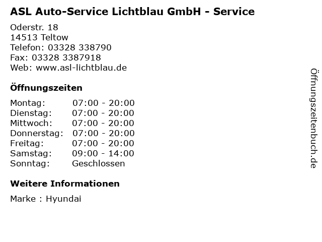 ASL Auto-Service Lichtblau GmbH - Service in Teltow: Adresse und Öffnungszeiten