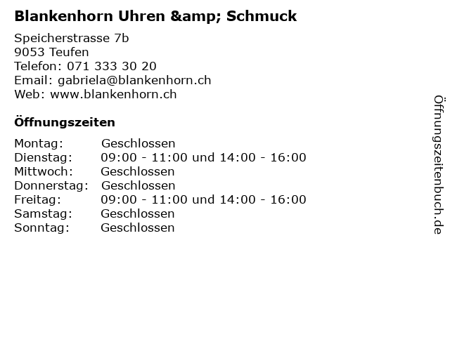 Blankenhorn Uhren & Schmuck in Teufen: Adresse und Öffnungszeiten