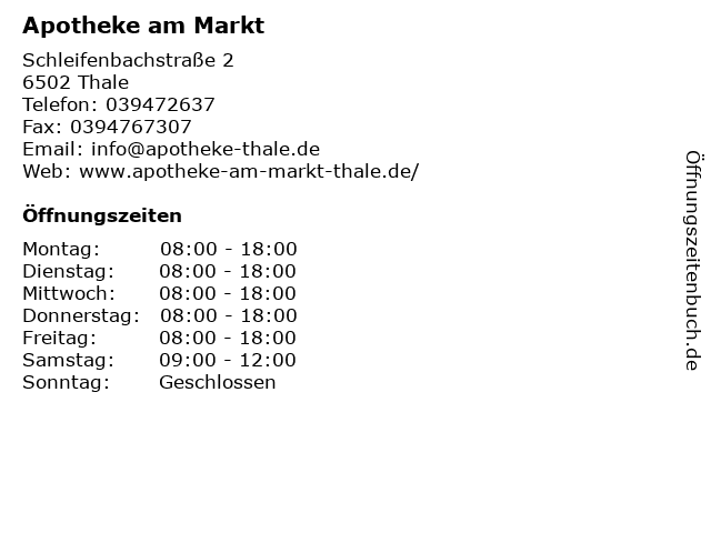 Apotheke am Markt in Thale: Adresse und Öffnungszeiten