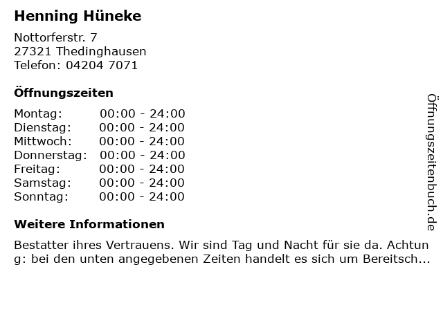 Henning Hüneke in Thedinghausen: Adresse und Öffnungszeiten